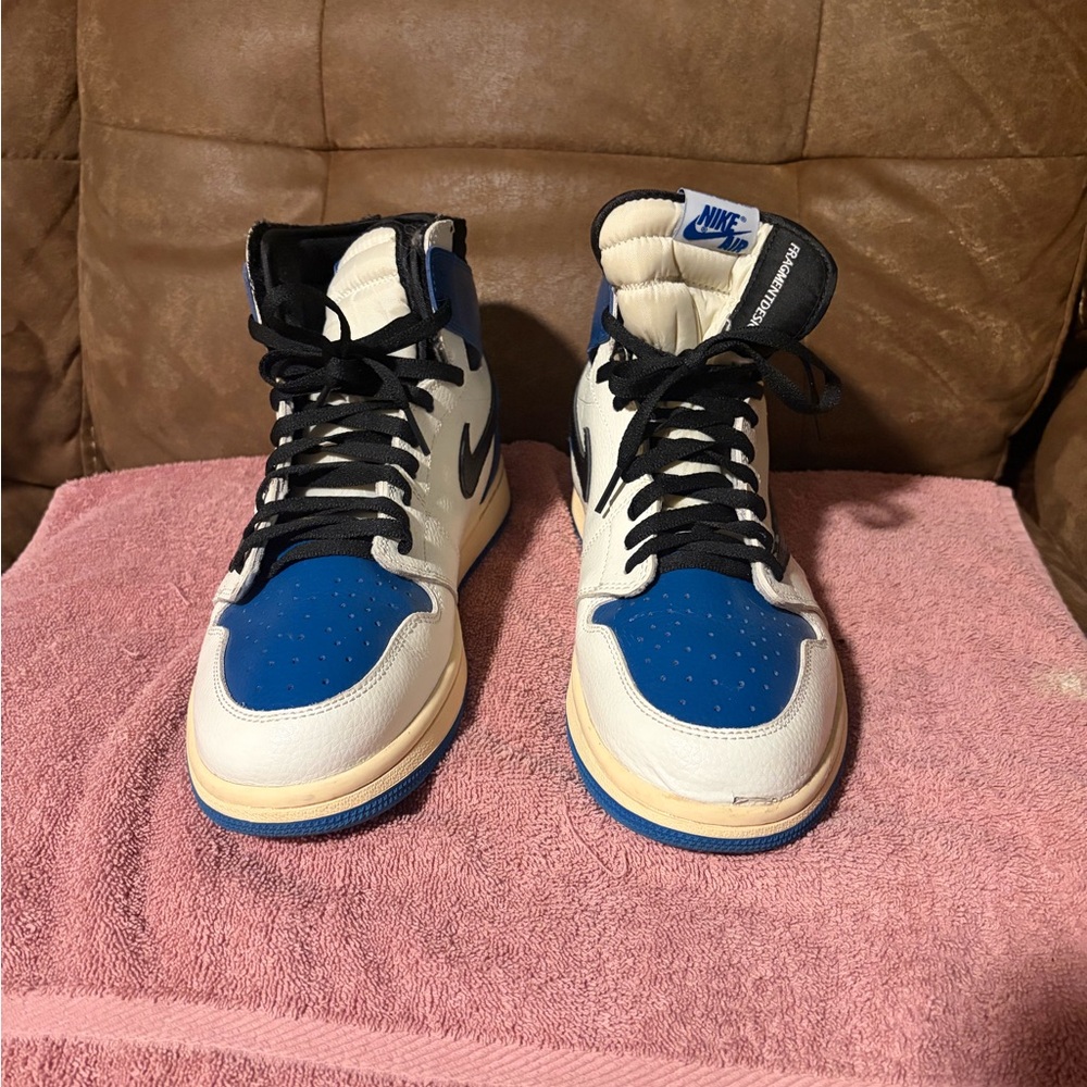 Men’s’🧔🏻♂️Jordan 1 Retro x Fragment Design x Travis Scott High Blue👟Sz 13 - Picture 5 of 10